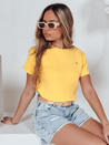 Ženska rebrasta majica SMILE FOR YOU rumena Dstreet RY2908