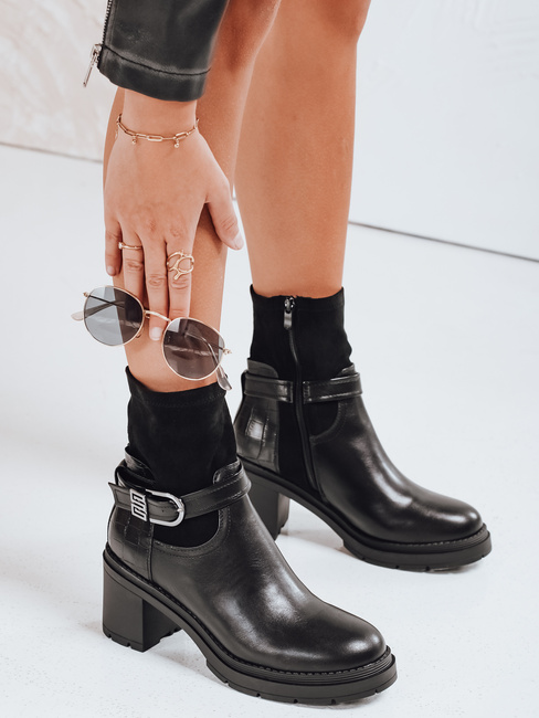 Ženski škornji s peto NOIRSTEP black Dstreet ZY0523