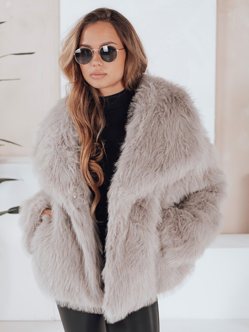 Kratek siv krznen plašč ZARAFIA Dstreet TY5116