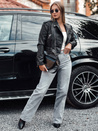Ženske kavbojke ZIPELLA z visokim pasom baggy jeans sive barve Dstreet UY2207_2