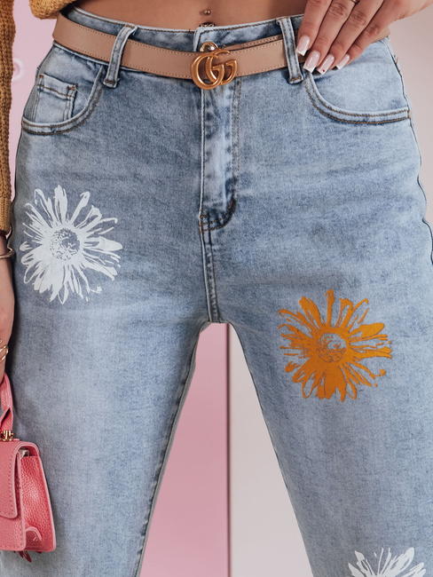 Ženske hlače iz džinsa tankega kroja s cvetličnimi vzorci FLORENSSO blue Dstreet UY2467