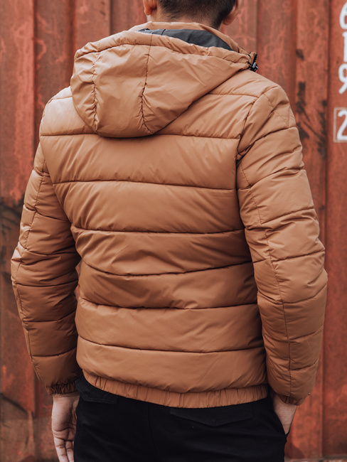 Kurtka męska zimowa pikowana z kapturem żółta Dstreet TX4829