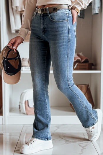Ženske jeans hlače na zvonec s pasom FITLOW blue Dstreet UY2466