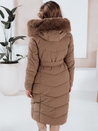 Ženska zimska dolga prešita jakna s krznom camel Dstreet TY5086