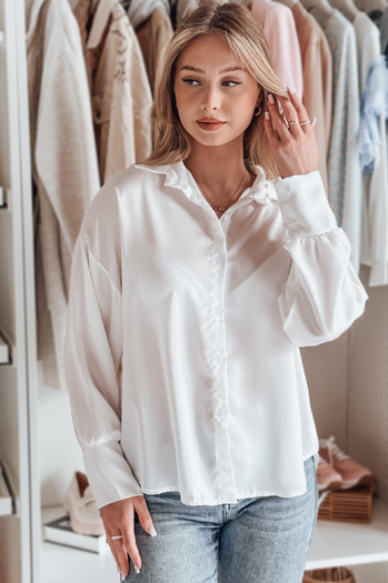 Ženska majica prevelike velikosti SATINIA bela Dstreet DY0449