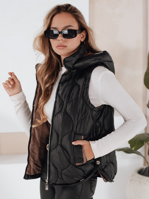 Ženski prešiti telovnik s kapuco MISSVEST black Dstreet TY5022