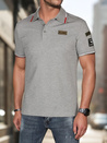 Moška polo majica z našitki sive barve Dstreet PX0633