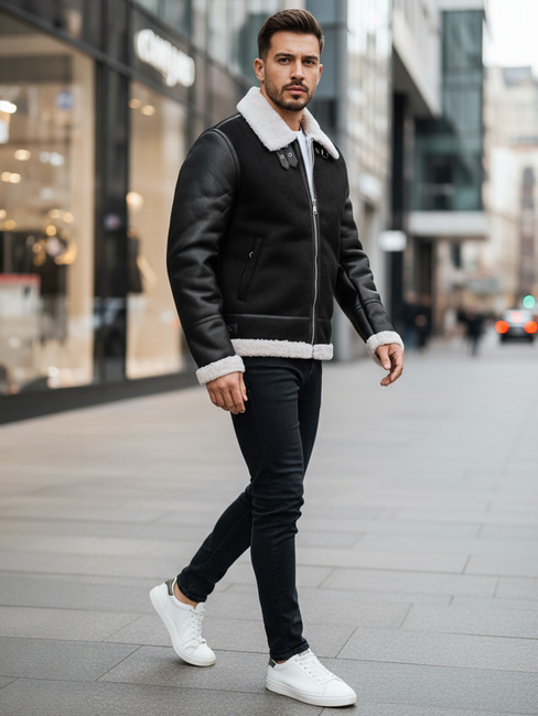 Moška usnjena jakna črna Dstreet TX5085