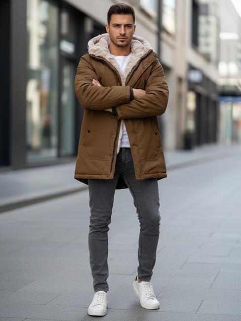 Moška zimska jakna parka s kapuco zelena Dstreet TX4966