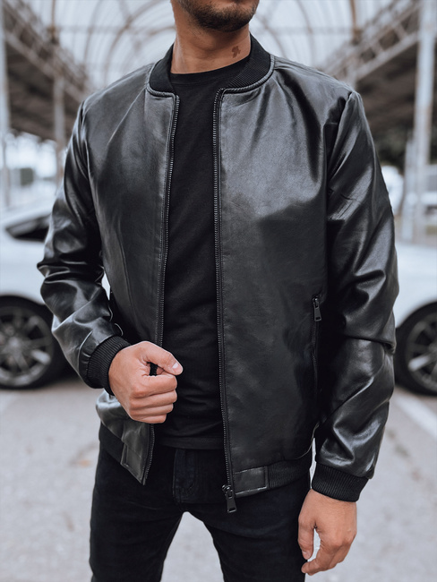 Moška usnjena jakna bomber black Dstreet TX4706