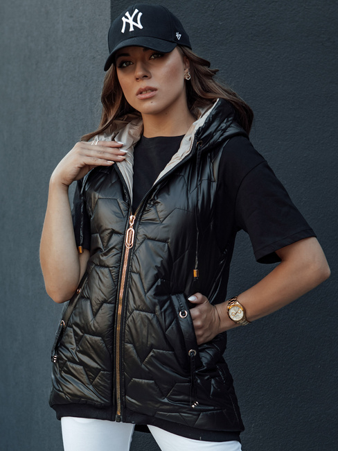 Ženski prešiti telovnik s kapuco GLITZY black Dstreet TY4447