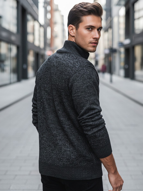 Moški pulover brez gumbov temno sive barve Dstreet WX2252z