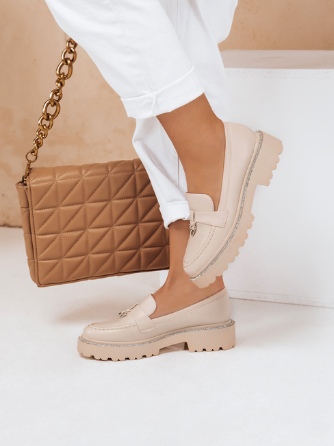Ženski mokasini LOAFELIA beige Dstreet ZY0606