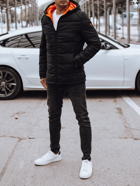 Moška prešita zimska jakna s kapuco črna Dstreet TX4895