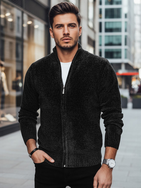 Moški pulover brez gumbov črne barve Dstreet WX2232