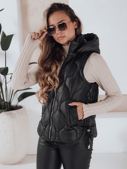 Ženski prešiti telovnik s kapuco MISSVEST black Dstreet TY5018
