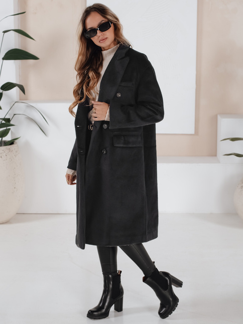 Ženski zimski plašč dolg oversize črn Dstreet NY0765