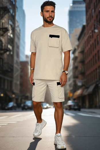 Moški hlačni komplet v barvi kakija Dstreet AX0809