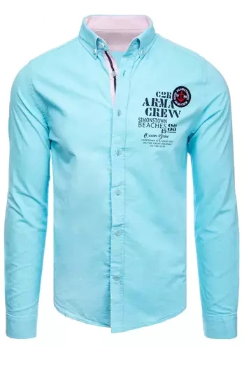 Moška srajca z dolgimi rokavi Barva turkizna DSTREET DX2300