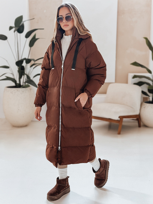 Ženska zimska dolga prešita jakna COZYSEASON rjava Dstreet TY4954