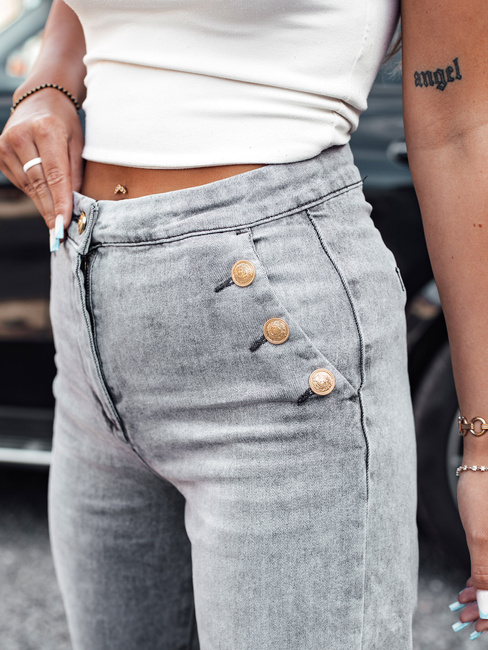 Ženske kavbojke ZIPELLA z visokim pasom baggy jeans sive barve Dstreet UY2207