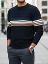 Moški črtasti pulover v mornarsko modri barvi Dstreet WX2323