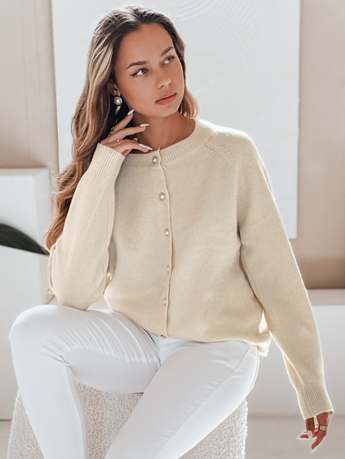 Ženski pulover z zadrgo SELINA ecru Dstreet MY2515