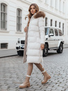 Ženska prešita zimska jakna s krznom STYLEBELLA white Dstreet TY4610
