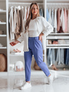 Elegantne ženske plisirane hlače s pasom PLISSO blue Dstreet UY2517