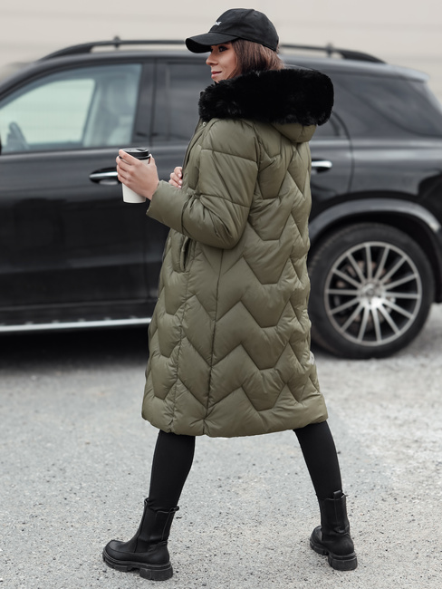 Ženska zimska jakna prešita dolga WINTERACT zelena Dstreet TY4776