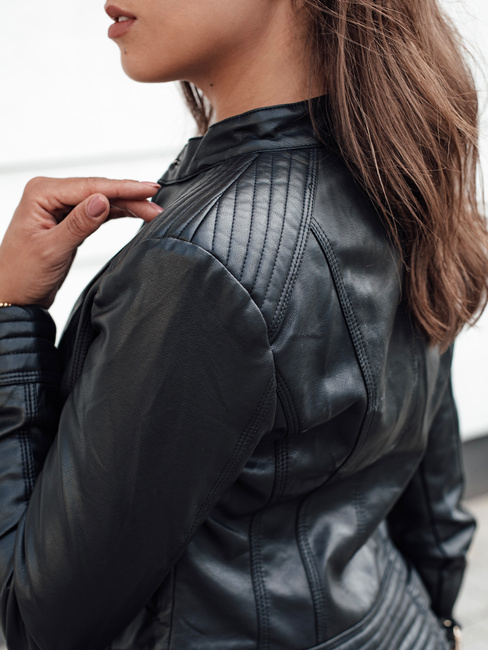Ženska usnjena prehodna jakna črna Dstreet TY4636