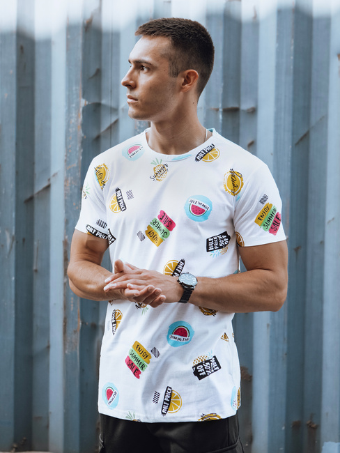 Moška majica s potiskom bela Dstreet RX5613