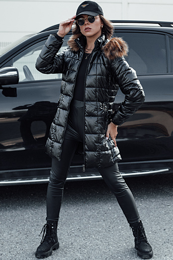 Kurtka damska czarna WINTERZIP z kapturem Dstreet TY4568