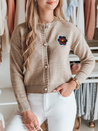 Ženski pulover ene velikosti z vezenino AMELIE beige Dstreet MY2469