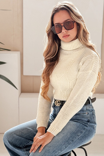 Ženski pulover z ovratnikom TRIXA Barva Ecru DSTREET TY1213