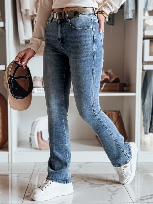 Ženske jeans hlače na zvonec s pasom FITLOW blue Dstreet UY2466