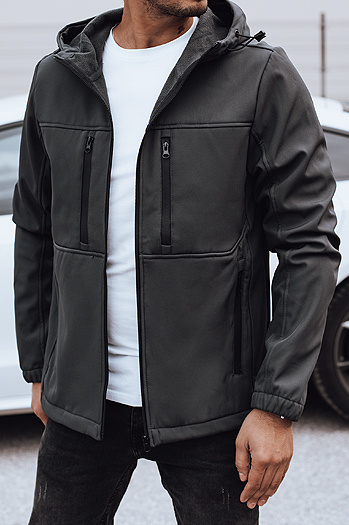 Moška prehodna softshell jakna s kapuco temno siva Dstreet TX4817
