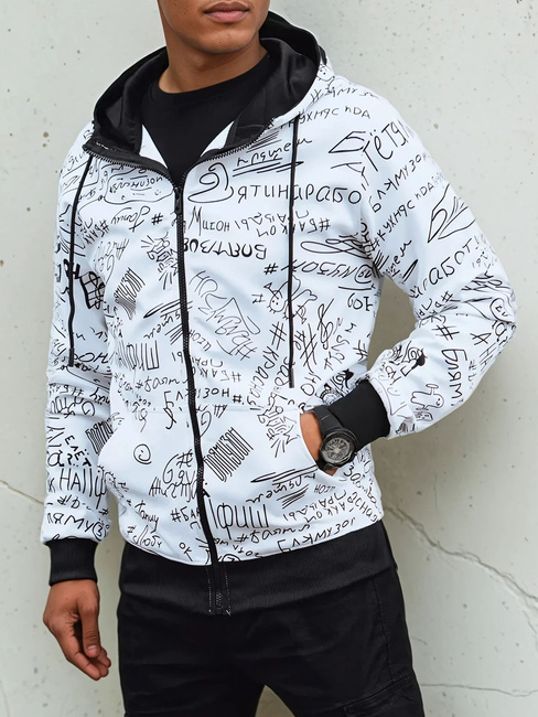 Bluza męska rozpinana z kapturem biała Dstreet BX5749