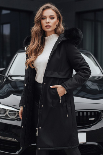 Ženska zimska jakna parka z umetnim krznom črna Dstreet TY5113