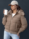 Ženska prešita zimska jakna s krznom COLDPACK camel Dstreet TY4427