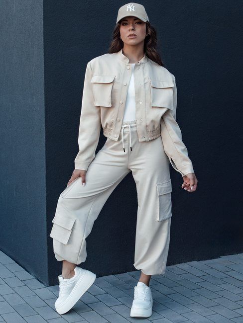 Ženska bomber jakna PRIEV beige Dstreet TY4306