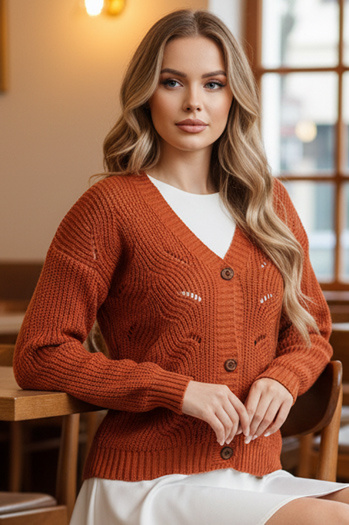 Ženski pulover KNITVIA rdeča Dstreet MY2420