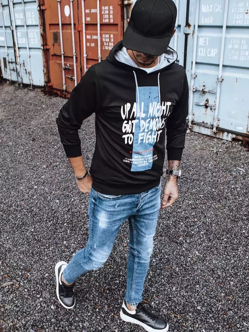 Moška jopa s potiskom črna Dstreet BX5396