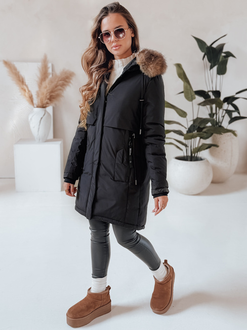 Ženska zimska jakna parka s kapuco črna Dstreet TY5080