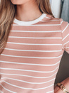 Ženska osnovna črtasta majica LINESS roza Dstreet RY2809