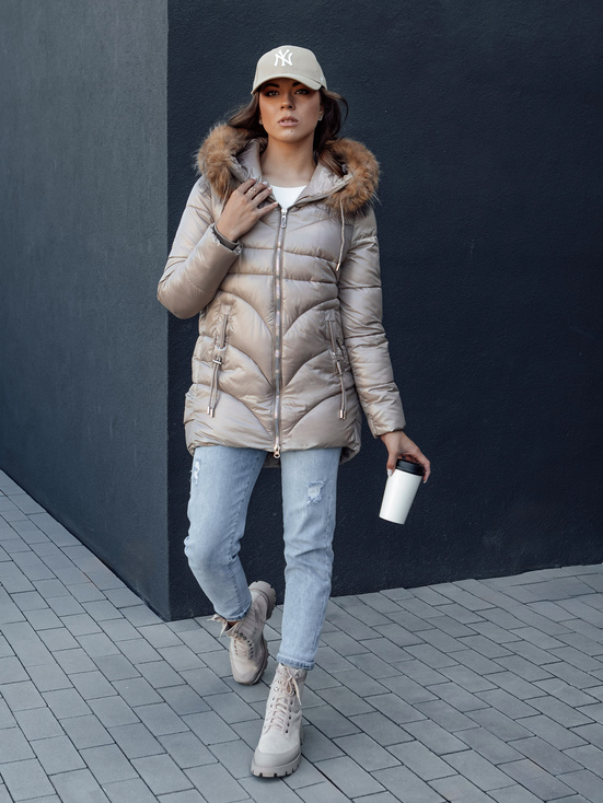 WINTERCHIC ženska zimska jakna s kapuco camel Dstreet TY4438