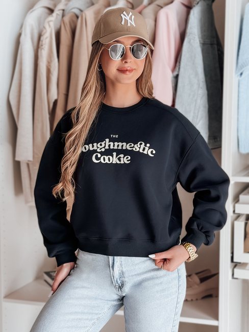 Ženska bluza prevelike velikosti s potiskom COOKIES mornarsko modra Dstreet BY1447