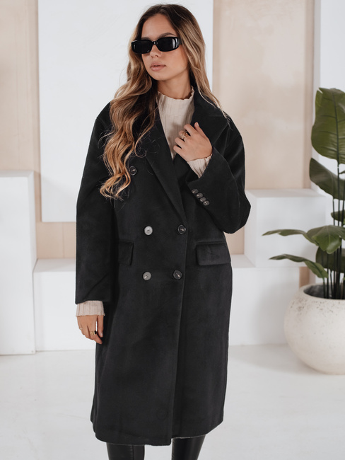 Ženski zimski plašč dolg oversize črn Dstreet NY0765