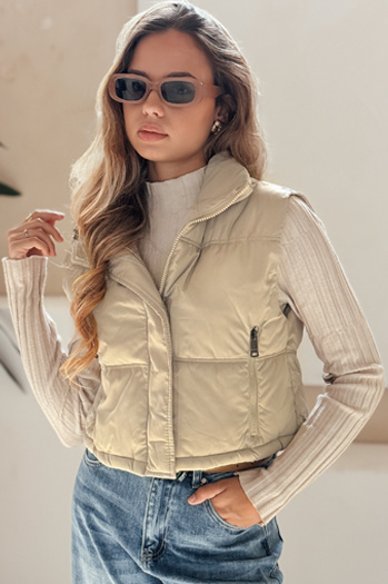 Ženski prešiti jopič v bež barvi Dstreet TY5195