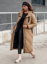 Ženska zimska dolga prešita jakna s kapuco STREETFIT beige Dstreet TY4600